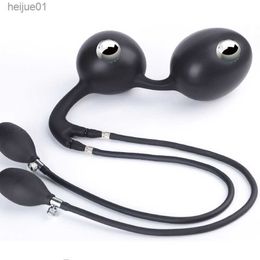 Inflatable Anal Plug Dildo Pump With Metal Ball Prostate Massager Large Vagina Anus Dilator Butt Beads Sex Toy For Men Women Gay L230518