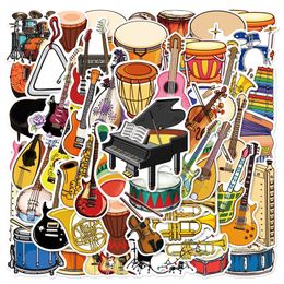 50Pcs Musical Instrument Stickers Guitar Drum Set Graffiti Stickers for DIY Luggage Laptop Skateboard Motorcycle Bicycle Stickers