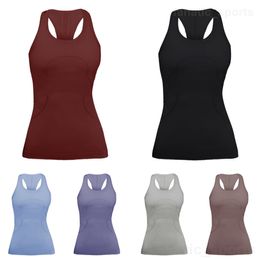 Lu Align Lu Yoga Women Sport Vest Sexy Sleeveless Fitness Tank Elastic Popular Workout Yogas Wear Jogging Breathable Swift Speed High Elasticity Top