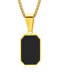 Women's pendant Necklace Personalised and Trendy Stainless Steel Square Pendant Necklace with Droplet Design Pearl-Shaped Chain Jewellery Gift yw111PN-1690