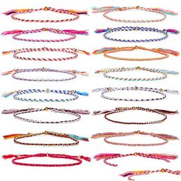 Charm Bracelets Hand Twist Bracelet Wrap Tibetan Cotton Rope Bead Tassel Adjustable For Women Fashion Jewelry Gift Drop Delivery Dhcxc