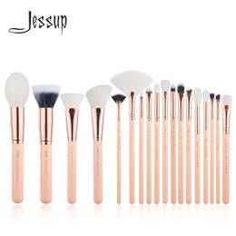 Brushes Jessup Brush Makeup Brushes Set Foundation Eyeshadow Blender Contour Powder 18pcs Peach Puff/ Rose Gold Cosmetics Beauty Kit