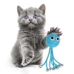 Baby Octopus Woven By Paper Rope Scratch-resistant Pet Playing Toy With Bell Grinding Cat Toy Ball Cat Interactive Toy