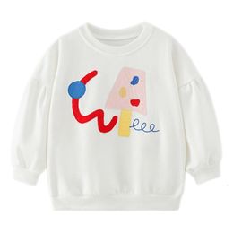 Clothing Sets Baby Girls White Sweatshirt with Ice-cream Casual Clothes for Spring and Autumn Lovely Children Tops for Kids 2- 7Year 230606