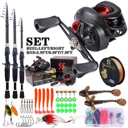 Rod Reel Combo Sougayilang Fishing Rod and Reel Full Kit 1.8-2.4m Telescopic Casting Fishing Ultralight Rod and 7.2 1 Gear Ratio for Freshwater 230606