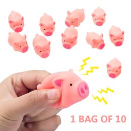 10pcs Cute Pet Toys Cute Pink Pig Squeeze Squeaky Chew Interactive Games Training Funny Toy Soft Rubber Mini Toy Dog Supplies