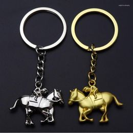 Keychains Creative Horse Racing Keychain Metal Key Chain Advertising Equestrian Sports Gift Keyring Pendant