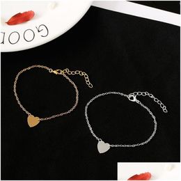 Charm Bracelets Fashion Heart Cuff For Women Girls Gold Sier Colour Metal Bracelet Statement Jewellery Wholesale Drop Delivery Dhazq