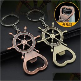 Key Rings Retro Sailing Rudder Bottle Opener Metal Bronze Color Summer Beer Openers Keychain Kitchen Bar Hand Tools Will And Sandy D Dhy7M