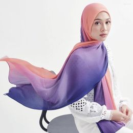 Scarves 180 75cm Women Patchwork Scarf Gradient Pressed Wrinkle Pearl Chiffon Long Neckerchief Hijab Shawls Hair 28 Colours