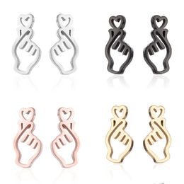 Stud Stainless Steel Earrings Geometric Women Men Hip Hop Black Star Moon Earring Fashion Jewelry Gift For Friend Drop Delivery Dhfjg