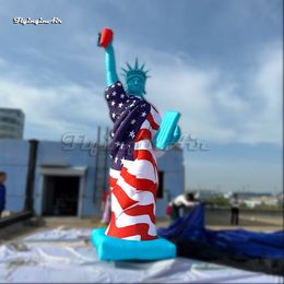 5m Amazing Large Inflatable Replica Statue of Liberty Wearing American Flag For Parade Show