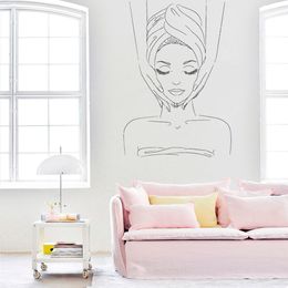 Girl in Bathing Massage Creative Wall Stickers for Beauty Salon Living Room Background Art Decoration Vinyl Wall Decals