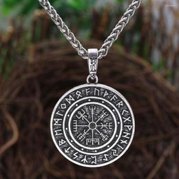 Pendant Necklaces Odin Symbol Runic Rune Amulet Vegvisir Compass Nordic Talisman Necklace Double Side With Gift Bag