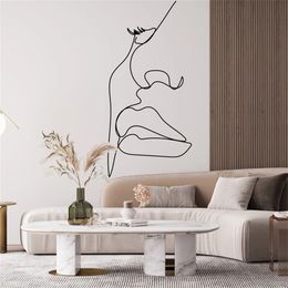 One Line Art Woman Face Wall Sticker Interior Home Decoration Room Beauty Salon Spa Shop Decor Decals Creative Design Mural