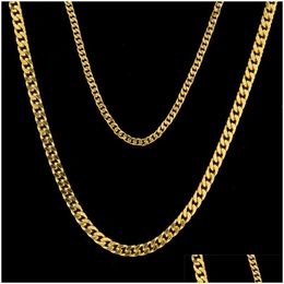 Chains Gold Cuban Link Chain Hip Hop Bling Jewelry Men Necklace Rap Street Mens Gift 320233 Drop Delivery Necklaces Pendants Dhax4