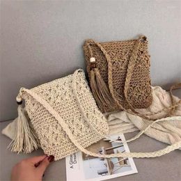 Evening Bags Mobile Phone Bag Women's Small Shoulder Summer Weave Straw Female Hollow Out Purse Beach Ladies National Style