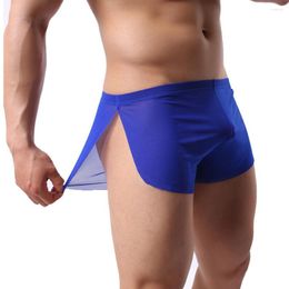 Underpants Breathable Mens Underwear Penis Bulge Pouch Boxer Shorts Translucent Ultra-Thin Erotic Sleep Bottoms