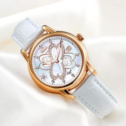 Wristwatches NESUN Watch 100M Waterproof Ladies Quartz Business Casual Luminous Pointer Fashion Brand Leather Strap Clock