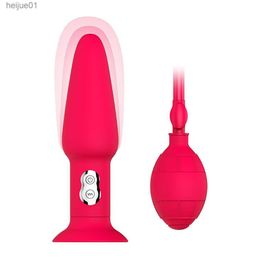 Inflatable Anal Vibrator Dildo Pump Anal Sex Toy Butt Plug Adsorption Type Vagina Anal Expansion Vibrator For Women Men Sex Shop L230518