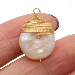 Pendant Necklaces Charm Natural Freshwater Pearl Hand-wound Copper Wire Charms For Jewellery Making DIY Necklace Earrings Accessories Gifts
