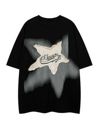 Women's T-Shirt QWEEK Y2K Vintage Black Star T-Shirt Women Streetwear 90s Grunge White Tees Oversized Harajuku Retro Hip Hop Crewneck T Shirt 230606