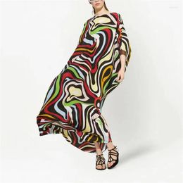 Ethnic Clothing Cover Ups 2023 Summer Gown Geometric Print Loose Fit Robe Beach Vacation Beachwear Dress Sun Protection Vestidos Cover-up