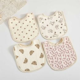 Bibs Cloths Soft cotton Gauze 6-layer U-shaped bib printed baby drop Newborn Burp clothing Bandana scarf feeding Saliva towel G220605