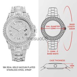 Other Watches Relogio Masculino Luxury MISS Ice Out Diamond Watch Multifunction Day Date Adjust Calendar Quartz Watches For Men Dro 2203252341 J230606