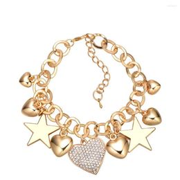 Link Bracelets Key Lock Love Heart Bracelet With Rhinestone Fashion Jewellery Women Chain Accessories