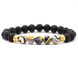 Charm Bracelets Lava Beads Bracelet Men's Bileklik Jewelry Women's Pulseras Mujer Friends Branzoletki Chakra Braslet Gold Color