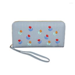 Wallets Long Wallet Money Bag For Women PU Leather Lady Wrist Casual Holder Change Pocket Coin Purse 517D