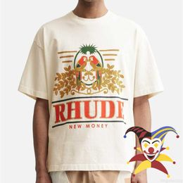 Shirts Parrot Print Rhude T-shirt Men Woman Oversized Loose Top Tees