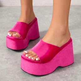 Slippers Summer Women Shoes 2023 Fashion Platform Wedges For Goth Luxury Comfy Black Slide Sandals
