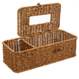 Plates Tissue Box Imitation Rattan Case Storage Desktop Napkin Container