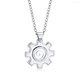 Pendant Necklaces Stainless Steel Full Gloss Gear For Men Fashion Charm Geometric Pendants Casual Collar Chains Jewellery