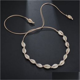 Chokers White Shell Necklace Choker Long Chain Summer Beach Jewelry Women Will And Sandy Drop Delivery Necklaces Pendants Dhvwn