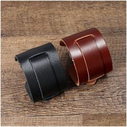 Bangle Wide Mtilayer Wrap Belt Leather Cuff Button Adjustable Bracelet Wristand For Men Women Fashion Jewellery Drop Delivery Bracelets Dhmfb
