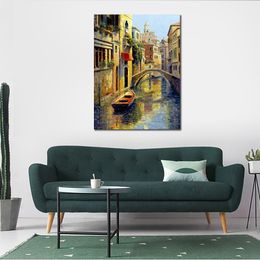 Contemporary Landscape Canvas Art Reflection of Venice Stunning Impressionist Wildlife Oil Painting Unique Style for Entryway