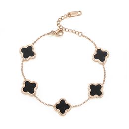 Ожерелья браслеты очарования Япония и южная Корея мода титановая сталь четыре листа пять цветочных женщин Счастливая трава Акрил 18 -километровый браслет розового золота