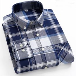 Men's Casual Shirts 7XL 8XL Spring And Autumn High Quality Cotton Oxford Plaid Long Sleeve Men's Shirt Non Iron Large Business