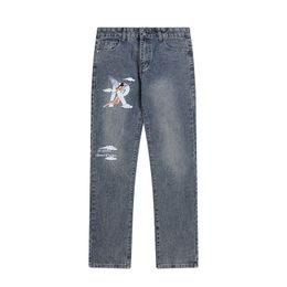 Jeans Mens Womens Designer Trouser Legs Open Fork Tight Stoims in heaven Denim Trousers Add Fleece Thicken Warm Slimming Jean Pants Brand Women Clothing Printing