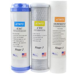 Appliances ATWFS PP Cotton Filter+10'' Water Purifier Philtre UDF Granular Activated Carbon Filter+CTO Compressed Carbon Reverse Osmosis