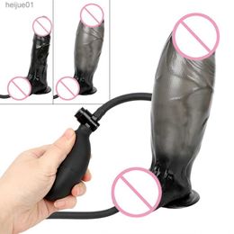 Huge Inflatable Dildo Suction Cup Anal Plug Realistic Penis Pump Big Butt Plug Vaginal Stimulation Sex Toys for Women Female L230518