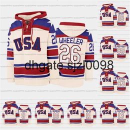 SjSj98 USA Hockey Team Lace-Up Relate Felpa con cappuccio Jersey Custom 9 Trevor Zegras 26 Blake Wheeler 18 Jack Drury 43 Colin Blackwell 11 Brian Boyle 12 Alex