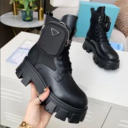 2023 Men Women Rois Boots Designers Ankle Martin Boot Leather Nylon Removable Pouch Bootie Military Inspired Combat Shoes Original Box Size 35-45