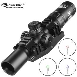 FIRE WOLF 1.5-4X30 Hunting Tactical Optical Rifle Scope with Red and Green Illuminated Cross Turret Lock for Range and Airsoft mirror