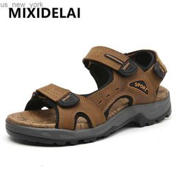 Summer Men's Shoes Soft Breathable Men's Sandals Genuine Leather Outdoor Sandals Men Roman Summer Beach Sandals Large Size 38-46 L230518