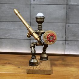 Table Lamps Industrial Style Creative Desk Lamp Retro Water Pipe Warrior Robot Bedside Bedroom Study Decorative
