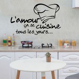 Kitchen Wall Sticker Dinning Room Decoration Quote Love Cooking Vinyl Decals Restaurant Stickers French Decal Cook